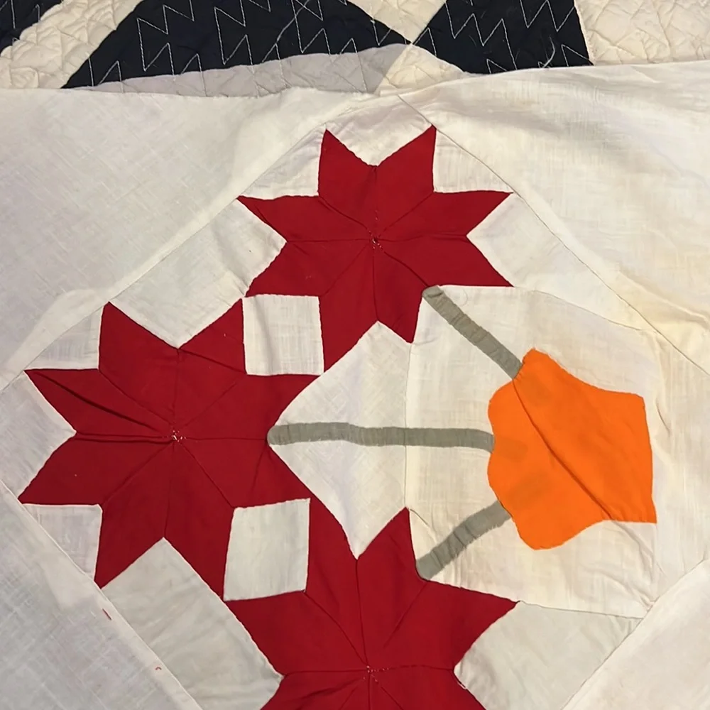 Hand made Quilt top flower blocks 60” x 78” patchwork